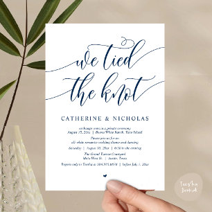 Invitación Nos atamos el nudo, Boda Elopement Dinner Fiesta