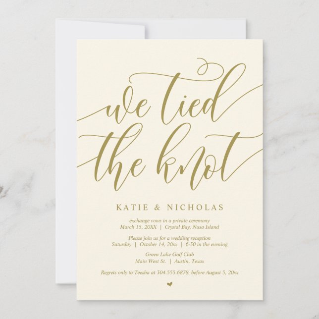 Invitación Nos atamos el nudo, Boda Fiesta Elopement (Anverso)