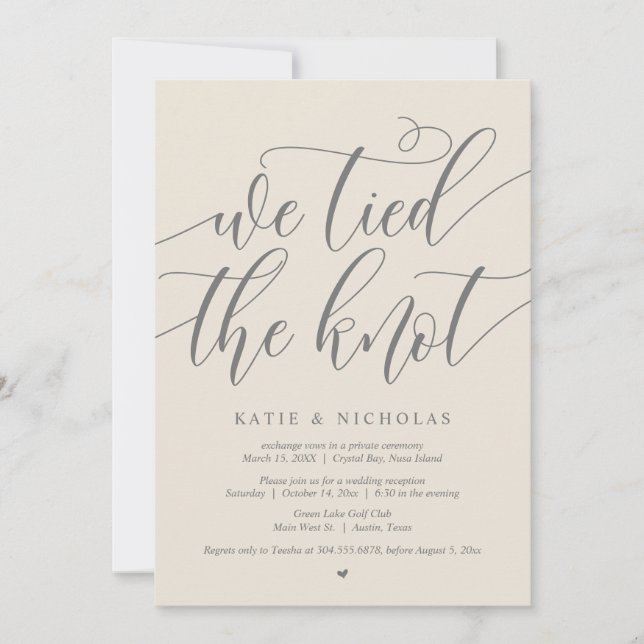 Invitación Nos atamos el nudo, Boda Fiesta Elopement (Anverso)