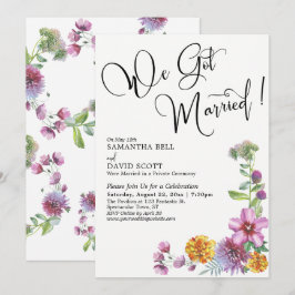 Invitación Nos Casamos Acuarela Recepción de Flores Silvestre
