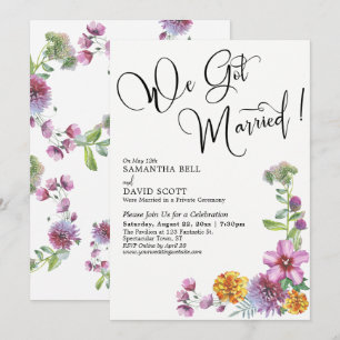 Invitación Nos Casamos Acuarela Recepción de Flores Silvestre