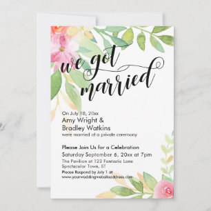 Invitación Nos Casamos Caligrafía Acuarela Flores
