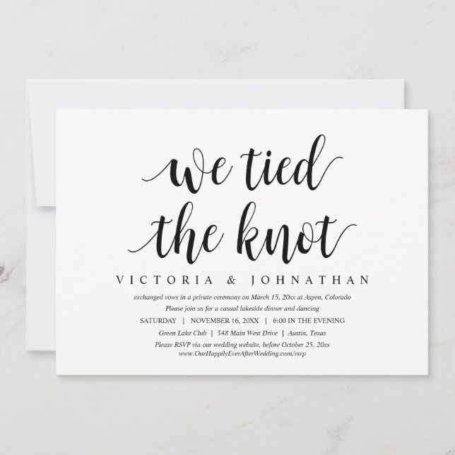Invitación Nos Casamos, Cena de Elopement de Boda (Anverso)