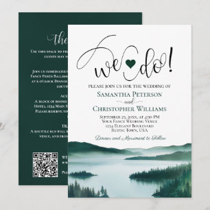 Invitación ¡Nos Casamos! Código QR de Boda en Lago de Montaña