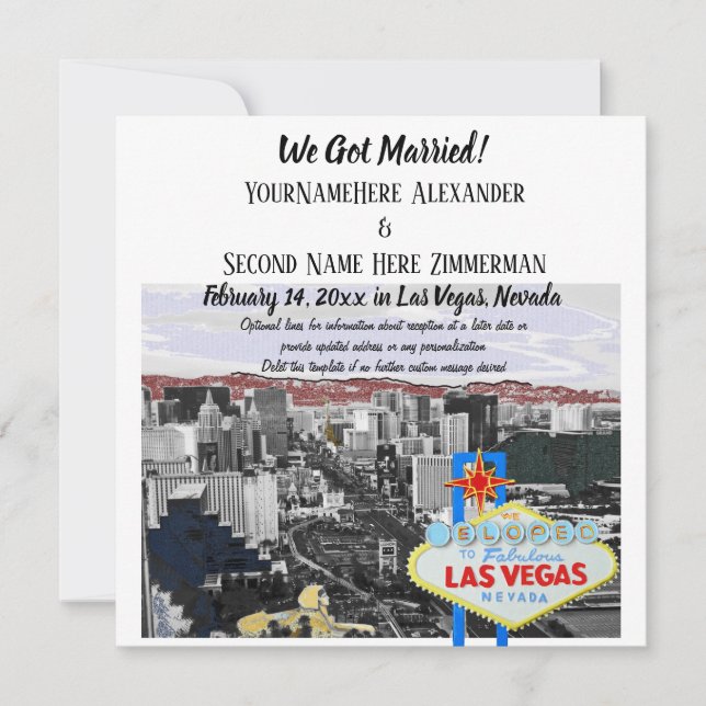 Invitación Nos casamos con el Boda de Las Vegas. (Anverso)
