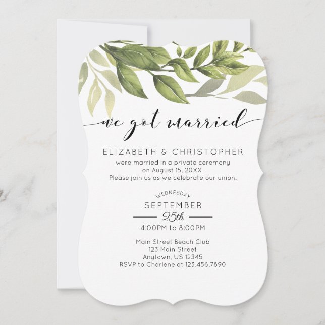 Invitación Nos Casamos Con El Boda Elopement De La Vegetación (Anverso)