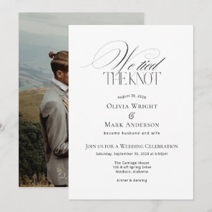 Invitación Nos casamos con recepción de boda con foto