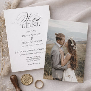 Invitación Nos casamos con recepción de boda con foto