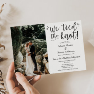 Invitación Nos casamos con recepción de boda con foto