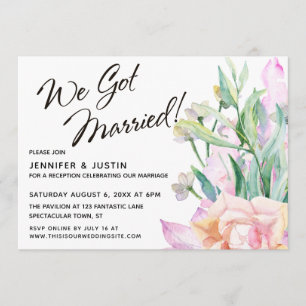 Invitación Nos Casamos Con Un Bouquet Floral De Acuarela Artí