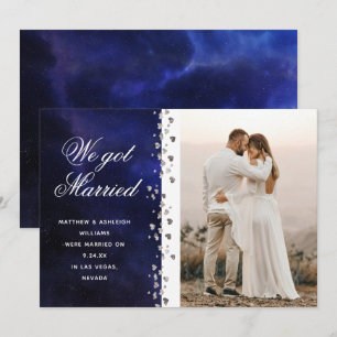 Invitación Nos Casamos Corazón de Plata Galaxia Foto