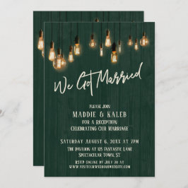 Invitación Nos Casamos De Luces Edison De Madera Verde Oscura
