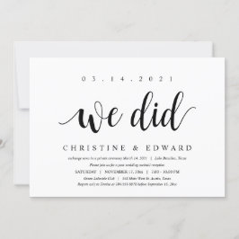 Invitación Nos casamos, Elopement moderno después de la boda