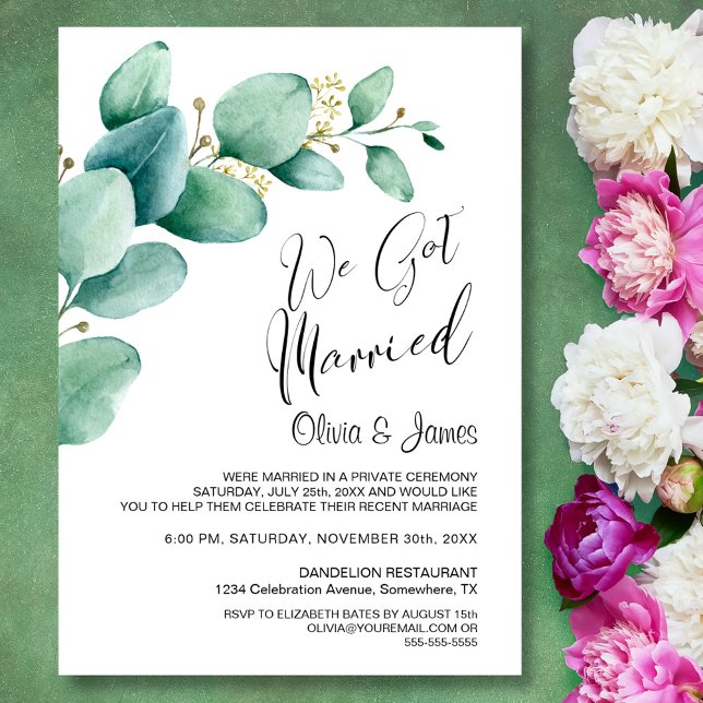 Invitación Nos Casamos Eucalipto Sale La Recepción De La Boda (Subido por el creador)