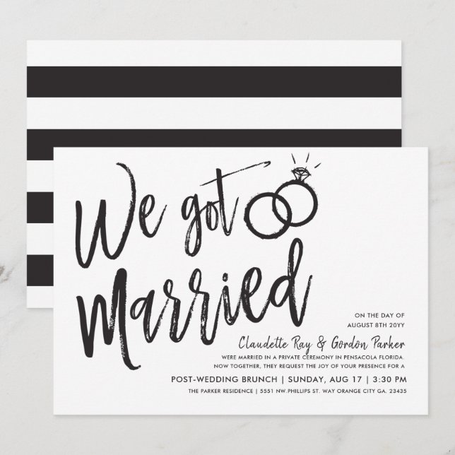 Invitación Nos Casamos | Fiesta de Post Boda Brunch (Anverso / Reverso)