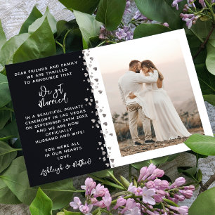Invitación Nos Casamos Foto Corazón Negro Plateado