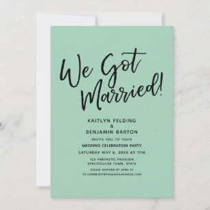 Invitación "¡Nos Casamos!" Guion Casual Verde Recepción