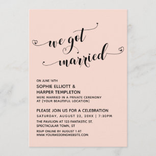 Invitación Nos Casamos Guión Corazón Recepción Rubor