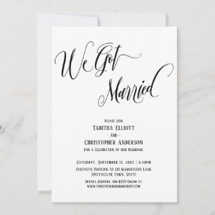 Invitación Nos Casamos Guión Elaborado, Blanco y Negro