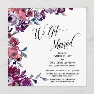 Invitación Nos Casamos Guión Elaborado Flores Negritas