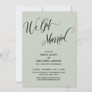 Invitación Nos Casamos Guión Elaborado, Verde Salvia Claro
