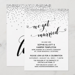 Invitación Nos Casamos Guión Recepción de Confeti Plateado