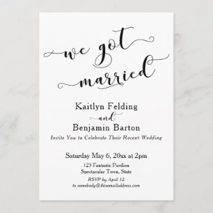 Invitación Nos Casamos Guión Recepción en Blanco y Negro
