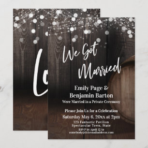 Invitación Nos Casamos Luces de Barril de Madera para Recepci
