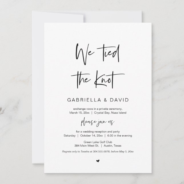 Invitación Nos casamos, Negro, Huida de la Boda (Anverso)