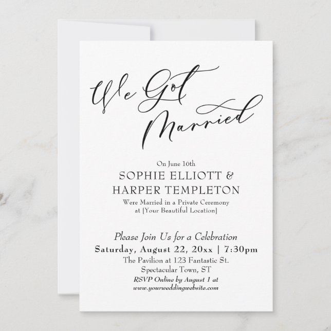 Invitación Nos Casamos Precioso, Recepción Simple Sólo (Anverso)