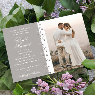 Invitación Nos Casamos Purpurina Corazón Foto Elopement White