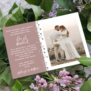 Invitación Nos Casamos Purpurina  Rosa de fotografía Oro Blan