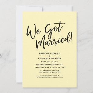 Invitación Nos Casamos Recepción Casual Simple Amarillo Pálid
