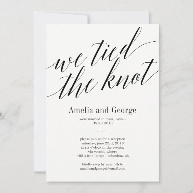 Invitación Nos Casamos Recepción de Boda Guión Moderno (Anverso)