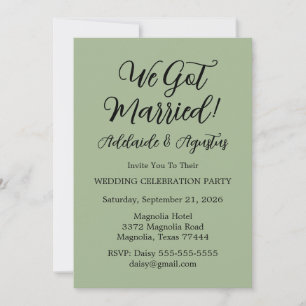 Invitación Nos Casamos Recepción de Boda Verde