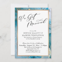 Nos Casamos Recepción de Tinta Azul y Dorado solam