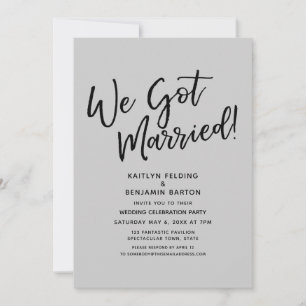 Invitación ¡Nos Casamos! Recepción Sencilla Gris Claro Casual