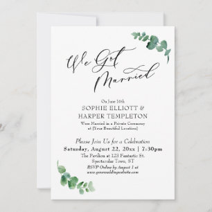 Invitación Nos Casamos Recepción Simple Eucalipto