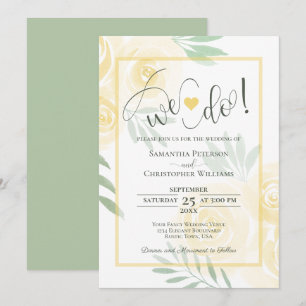 Invitación ¡Nos Casamos! Rosas Boho de Mantequilla Amarillo y