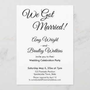 Invitación "¡Nos Casamos!" Sencilla y Elegante Recepción de B
