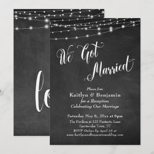 Invitación Nos Casamos Tipografía Pizarrón Luces de Cuerda