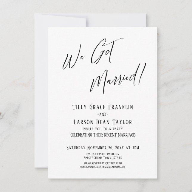 Invitación ¡Nos Casamos! Tipografía simple y elegante (Anverso)