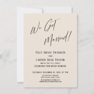 Invitación ¡Nos Casamos! Tipografía Simple y Elegante Crema