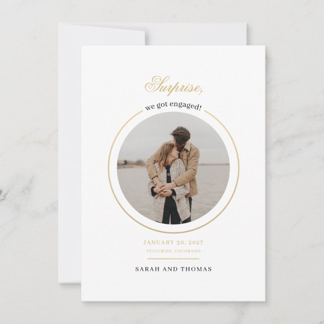 Invitación Nos comprometimos con la fiesta moderna de comprom (Anverso)