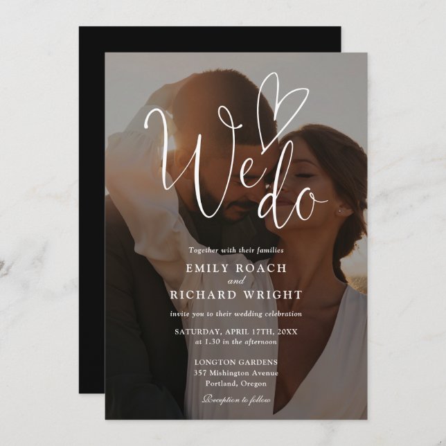 Invitación Nos encanta el Boda elegante de fotos de código QR (Anverso / Reverso)