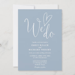Invitación Nos encanta el código QR de boda polvoriento azul 