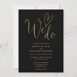 Invitación Nos Encanta El Código QR Del Corazón Boda Negro Y 