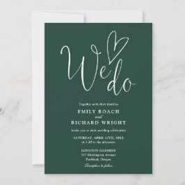 Invitación Nos encanta el guión del corazón Boda verde esmera