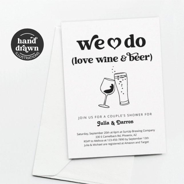 Invitación Nos encanta el vino y las cerdas de cerveza duchan (Subido por el creador)