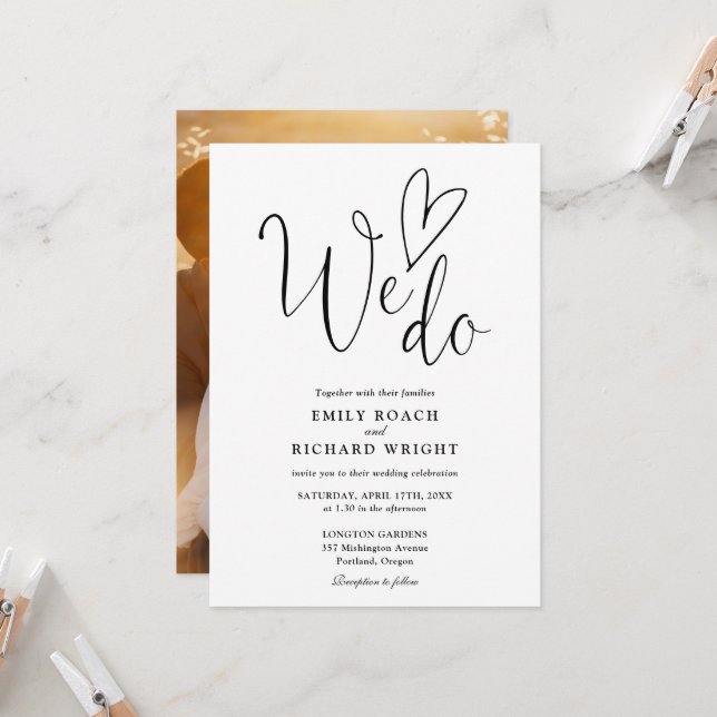 Invitación Nos Encanta La Foto Del Corazón Boda Blanco Y Negr (Anverso/Reverso In Situ)